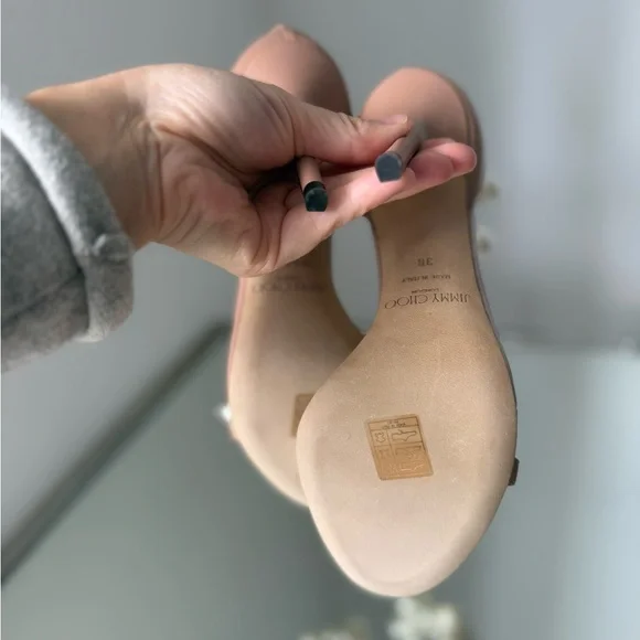 New JIMMY CHOO Maisel 100 pearl-embellished leather heeled sandals 36 $2,295 - Picture 11 of 12